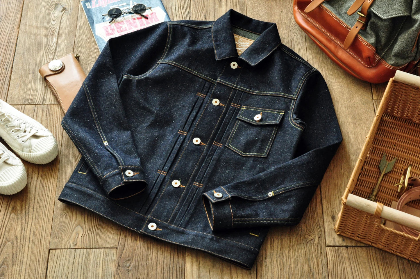 SAUCE ORIGIN Men Jackets Men Motorcycle Denim Jacket Jean Jacket Silver Button Cotton Linen Colored Selvedge Denim Handmade