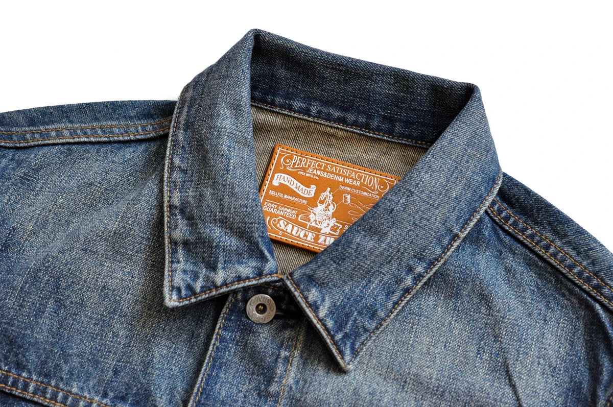 SAUCE ZHAN Distressed Denim Jacket Jean Jacket Men Jeans Men Selvedge Denim Motorcycle Jacket American Casual Wear