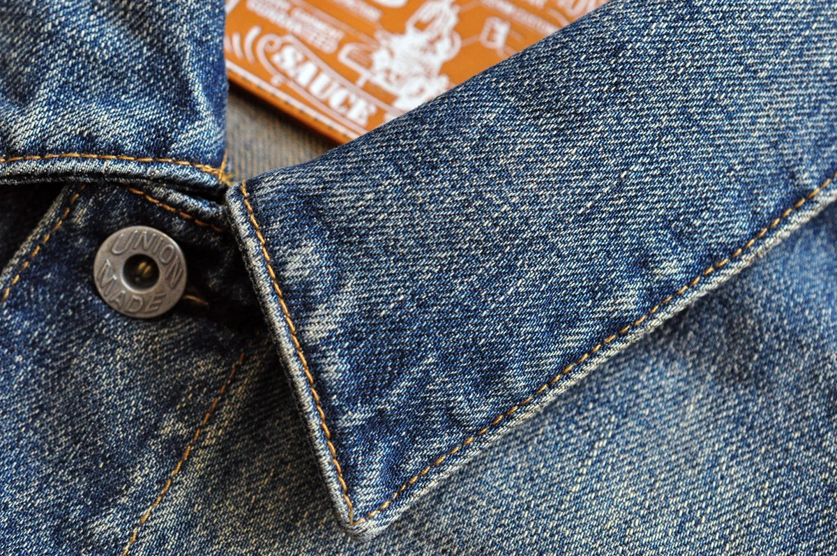 SAUCE ZHAN Distressed Denim Jacket Jean Jacket Men Jeans Men Selvedge Denim Motorcycle Jacket American Casual Wear