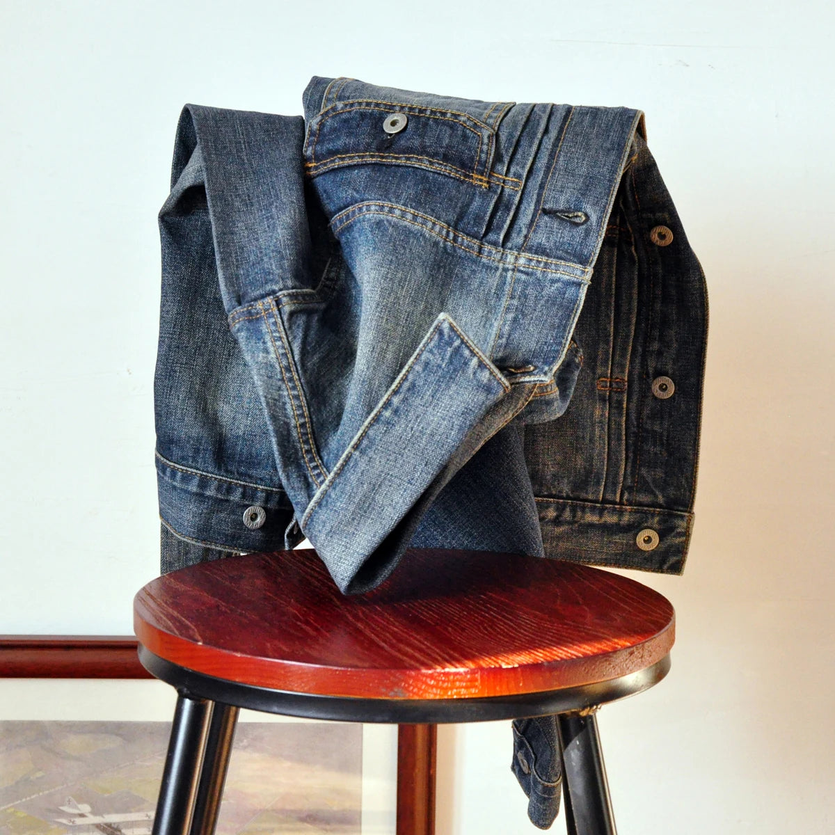 SAUCE ZHAN Distressed Denim Jacket Jean Jacket Men Jeans Men Selvedge Denim Motorcycle Jacket American Casual Wear