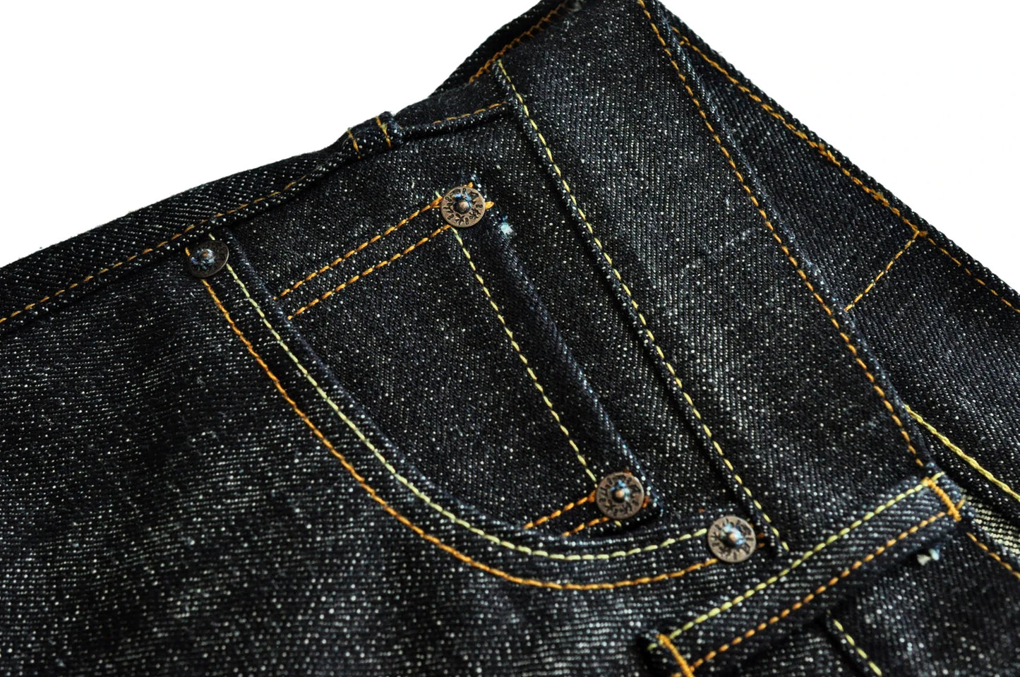 Saucezhan 344XX-Forest Jeans for Men Furinkazan Selvedge Raw Denim Jeans Mens Jeans LOOS Fit 16.8 OZ Silver-plated Buttons