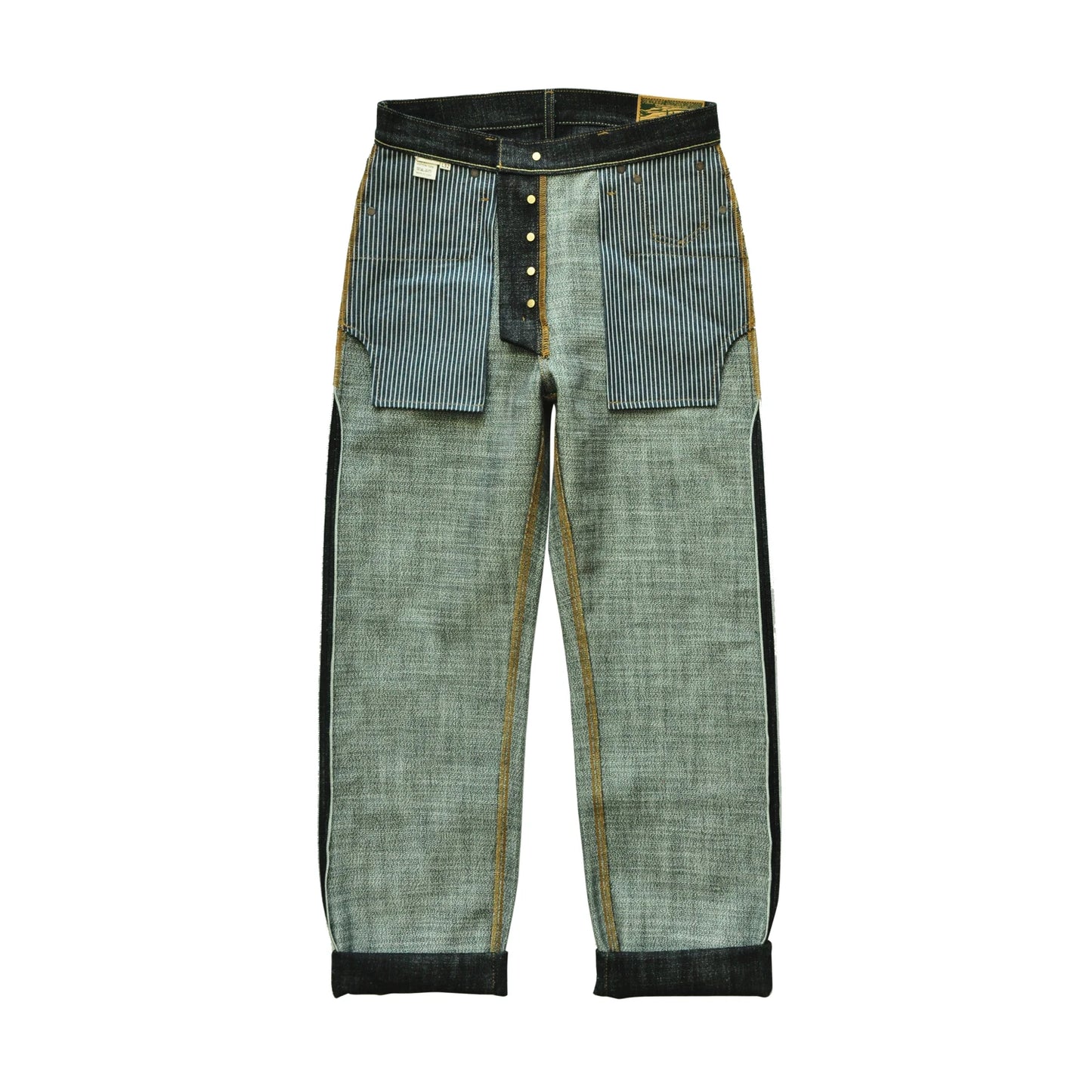 Saucezhan 344XX-Forest Jeans for Men Furinkazan Selvedge Raw Denim Jeans Mens Jeans LOOS Fit 16.8 OZ Silver-plated Buttons
