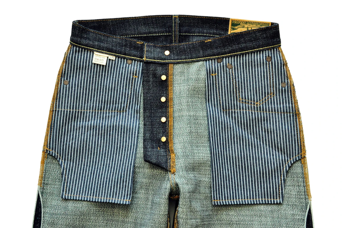 Saucezhan 344XX-Forest Jeans for Men Furinkazan Selvedge Raw Denim Jeans Mens Jeans LOOS Fit 16.8 OZ Silver-plated Buttons