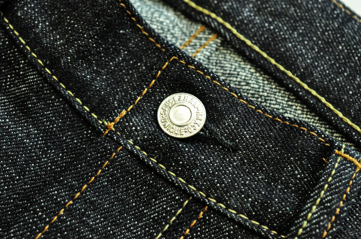 Saucezhan 344XX-Forest Jeans for Men Furinkazan Selvedge Raw Denim Jeans Mens Jeans LOOS Fit 16.8 OZ Silver-plated Buttons