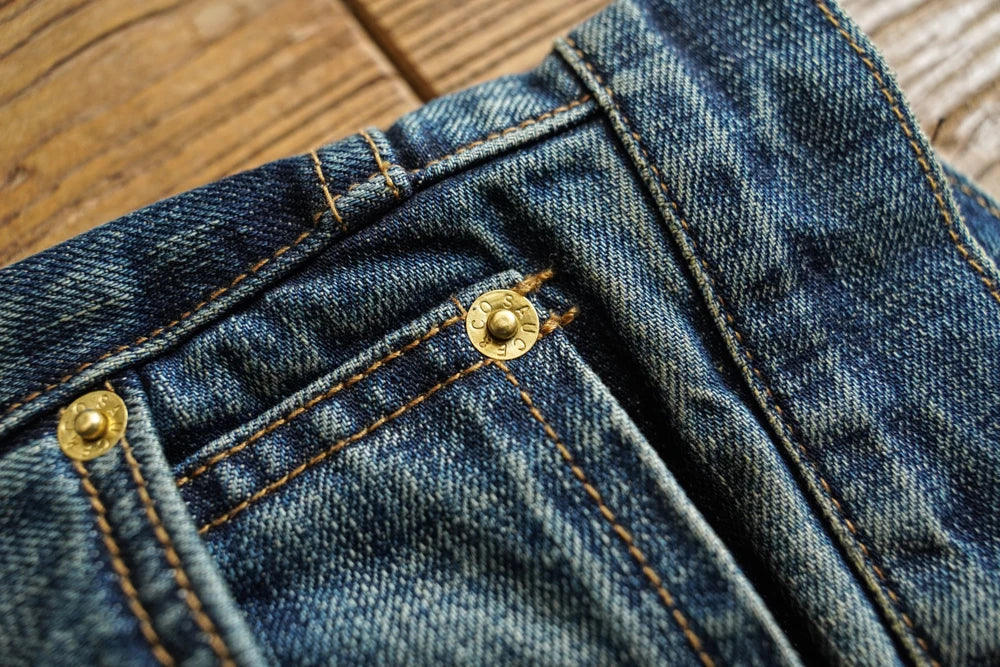 Sauce Zhan Mens Jeans Distressed Wash Jeans for Men Selvedge Denim Regular Fit Straight Leg 14.5 Oz