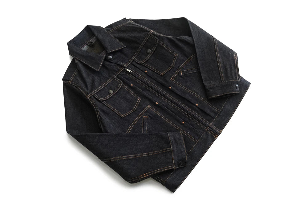 Sauce Zhan 539XX Mans Jacket Vintage Rainbow Sanforized Selvedge Denim Jacket 24MJZ Classic Design 14.5 Oz Regular Fit