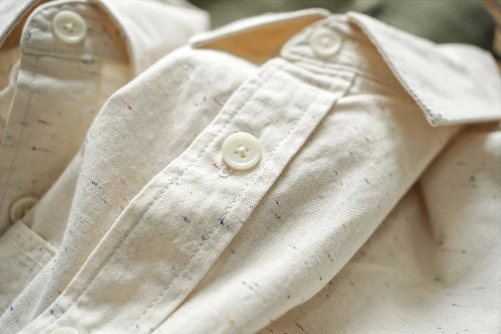 Sauce Zhan Mans Shirts Vintage Colorful Points Long Sleeve Work Shirts for Man Pure Cotton Spring and Autumn Chambray shirts