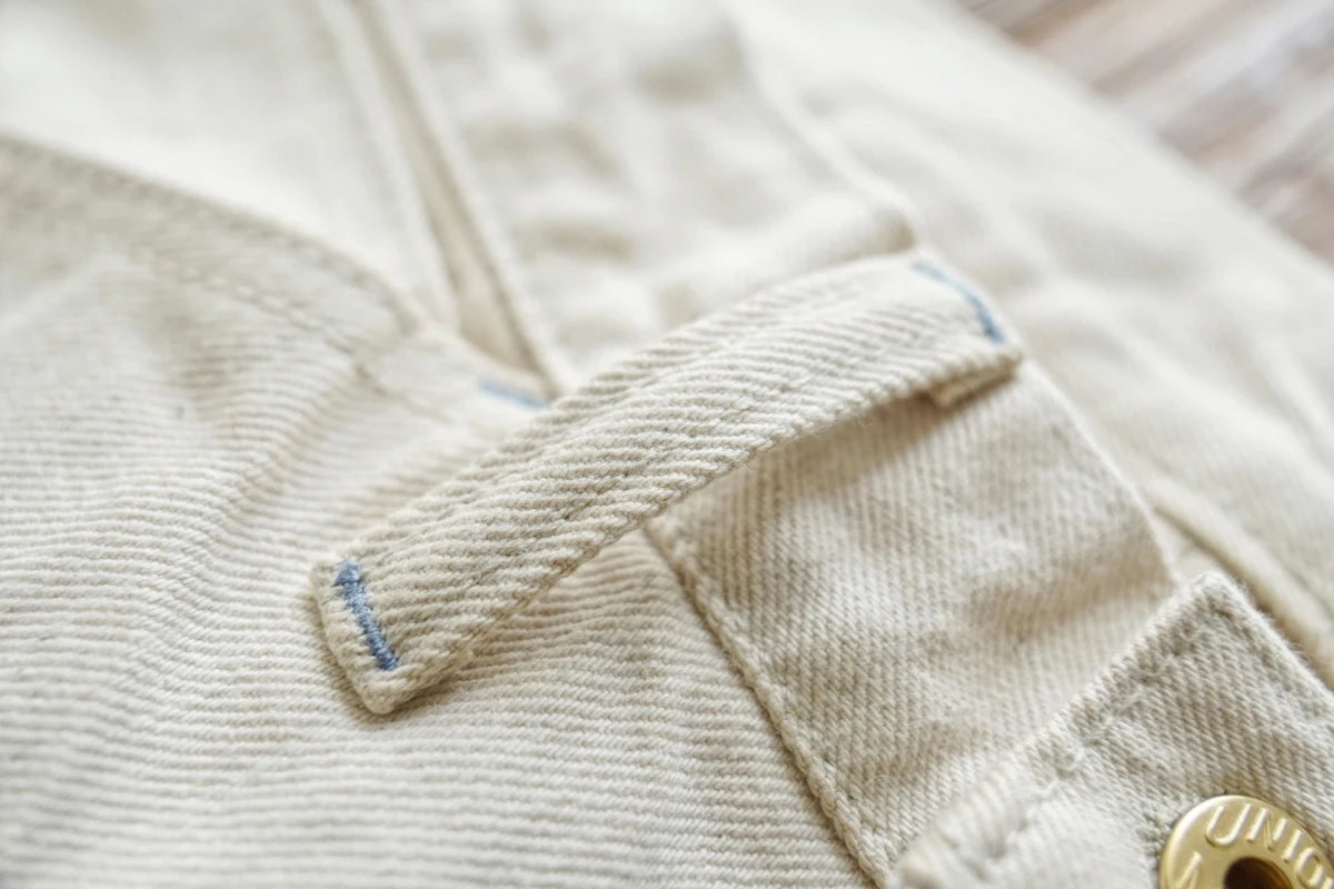 Sauce Zhan Mens Jeans Selvedge Denim White Jeans Regular Fit hight rise 14 Oz One Wash