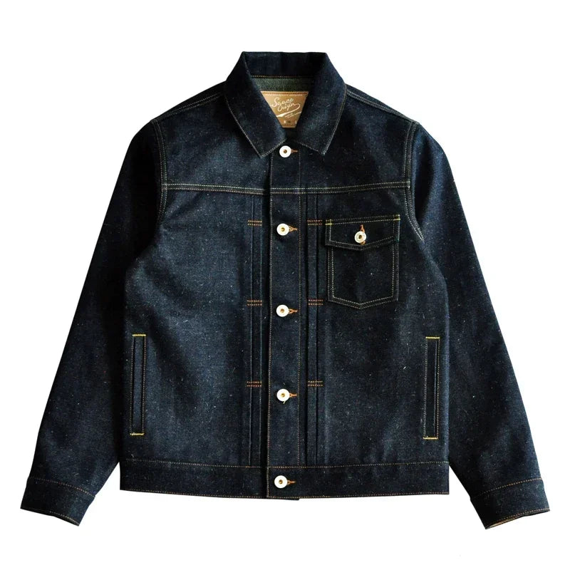 SAUCE ORIGIN Men Jackets Men Motorcycle Denim Jacket Jean Jacket Silver Button Cotton Linen Colored Selvedge Denim Handmade