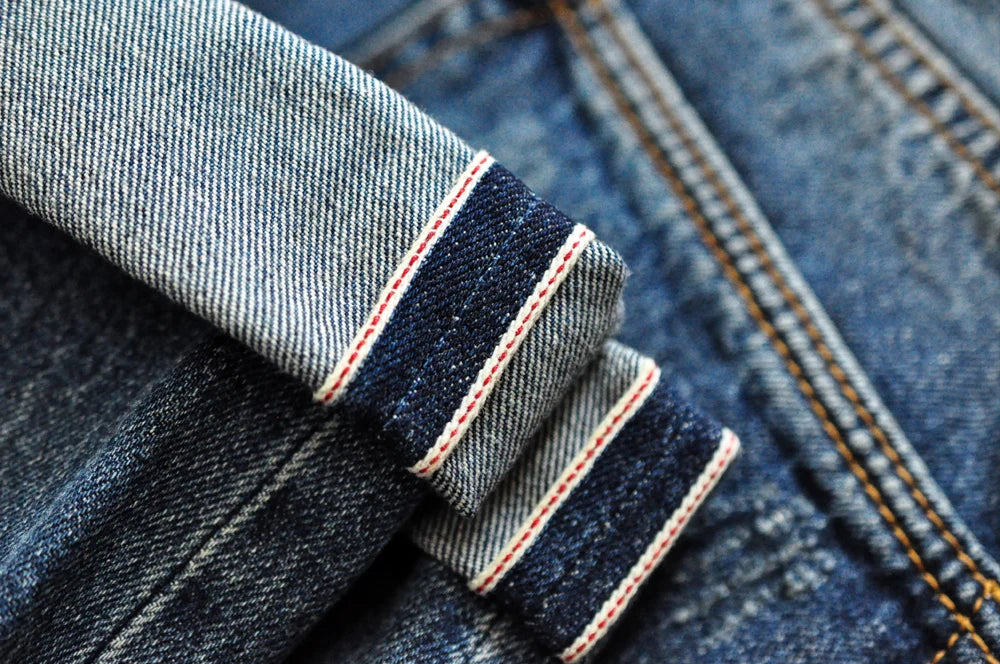 Sauce Zhan Selvedge Denim Jeans Men Ripped Jeans Embroidered Patches Cargo Jeans Distressed Straight Fit 10 Oz