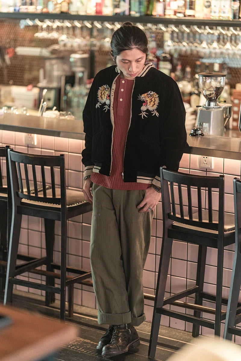 Non Stock Suka Reversible Souvenir Jacket Embroidered Sukajan Baseball Outerwear