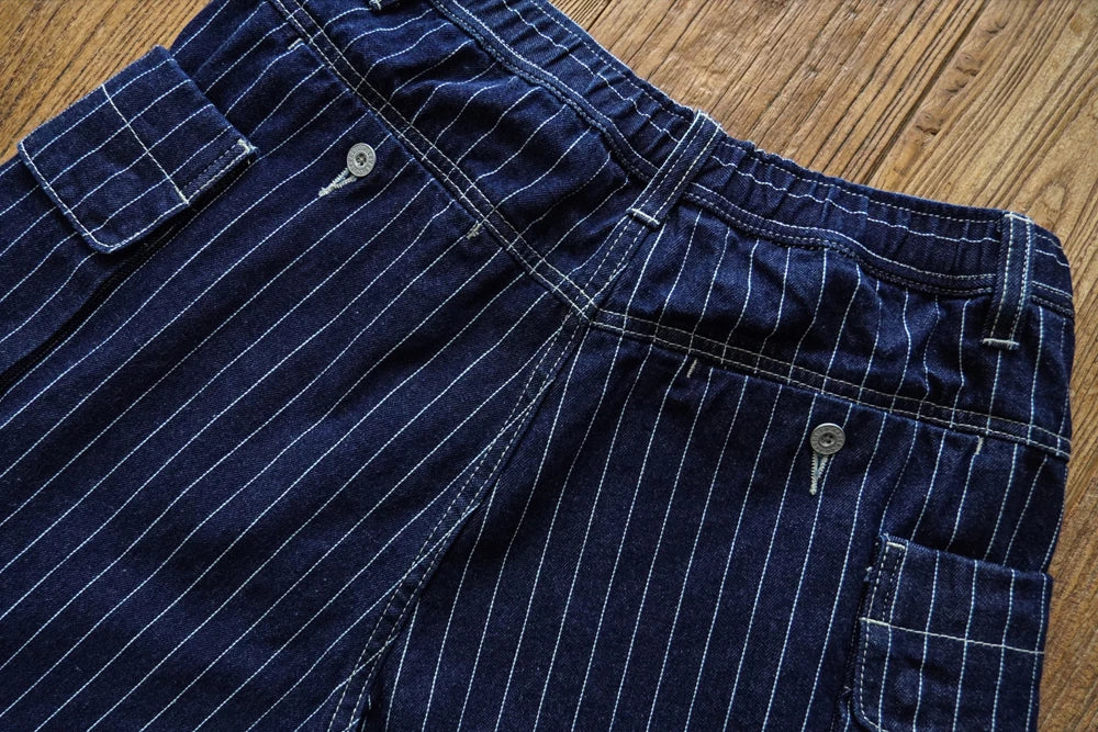 Sauce Zhan Mans Short Summer Cargo Shorts Men Stripe Denim Short Multiple Packets Vintage Knee Length Loose shorts Fit