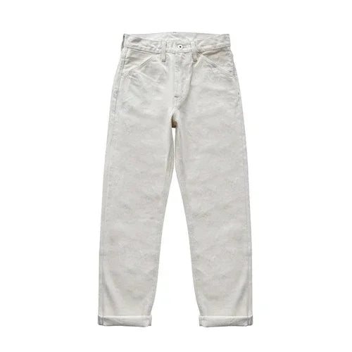 Sauce Zhan Mens Jeans Selvedge Denim White Jeans Regular Fit hight rise 14 Oz One Wash