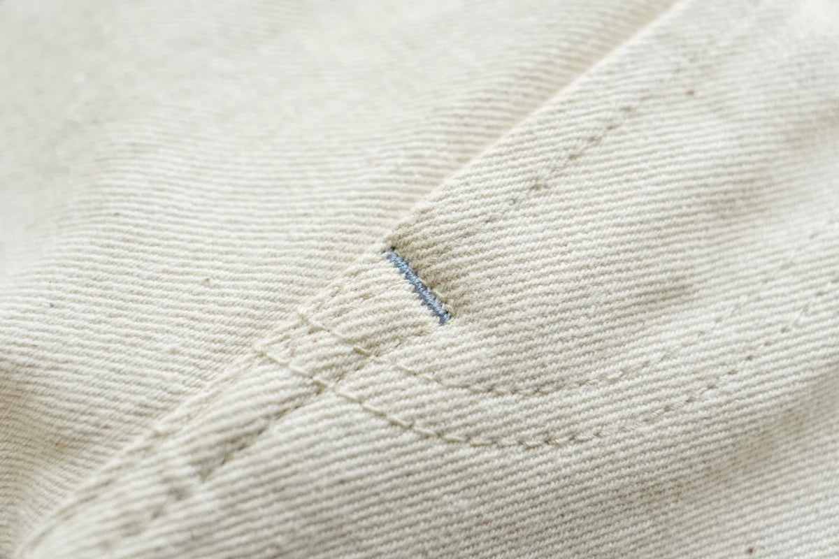 Sauce Zhan Mens Jeans Selvedge Denim White Jeans Regular Fit hight rise 14 Oz One Wash