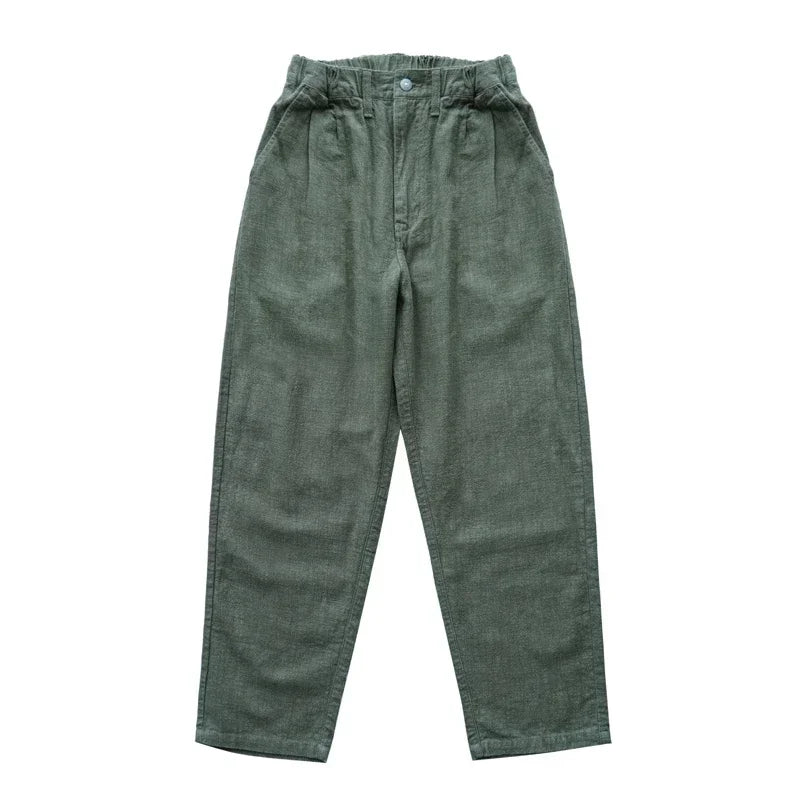 Sauce Zhan Men Pants Linen Pants Men Summer Breathable Casual Pants Ankle-length Loose Fit Taper Leg