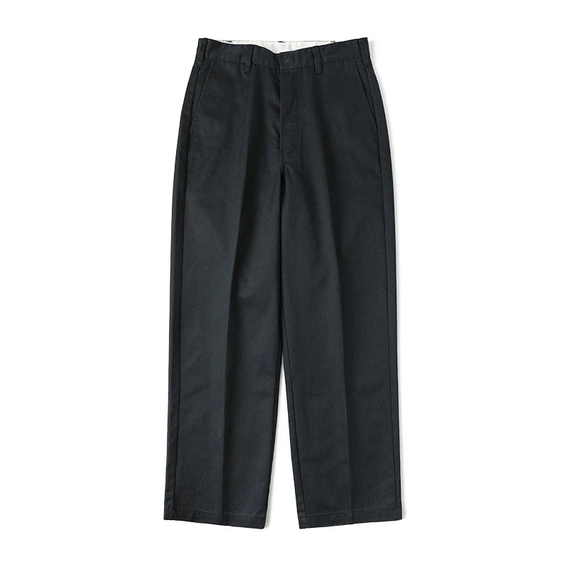Non Stock Cotton Polyester Work Pants Relaxed Straight Cut High Waist Casual Trousers For Men