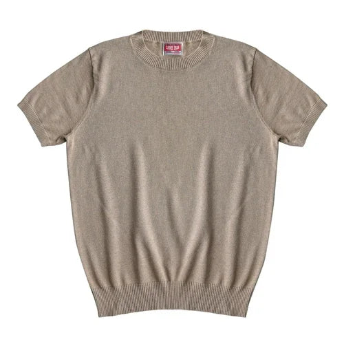 Saucezhan Tops & Tees T Shirts for Man Summer Knit Short Sleeve Shirt O-neck 100% Cotton