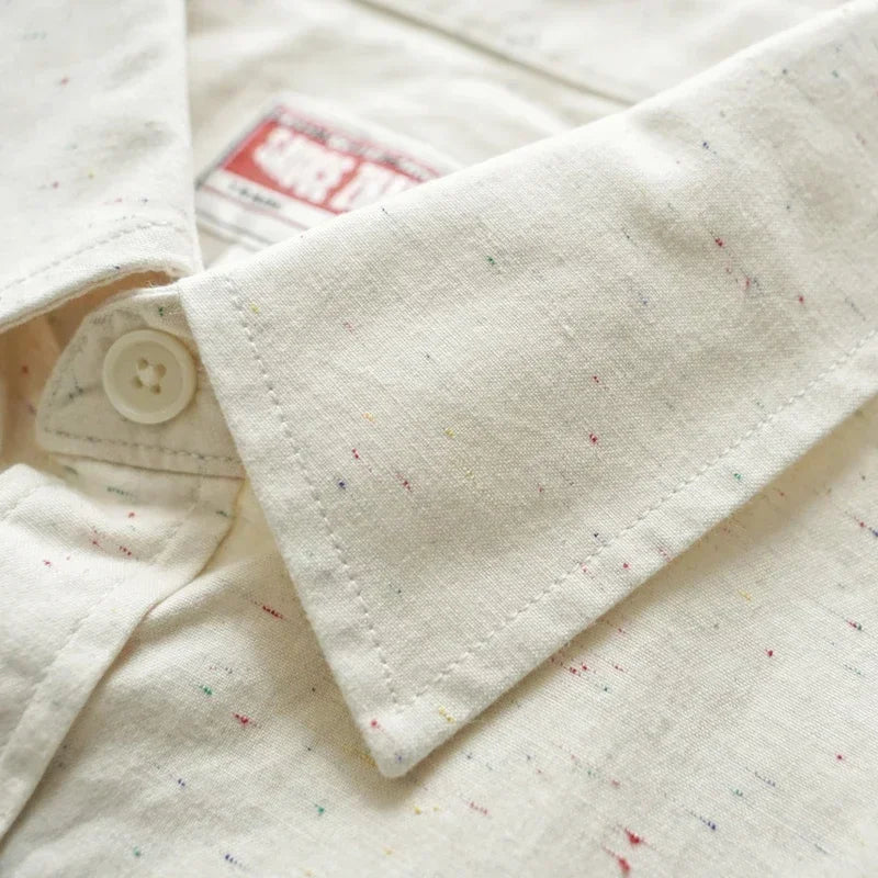 Sauce Zhan Mans Shirts Vintage Colorful Points Long Sleeve Work Shirts for Man Pure Cotton Spring and Autumn Chambray shirts