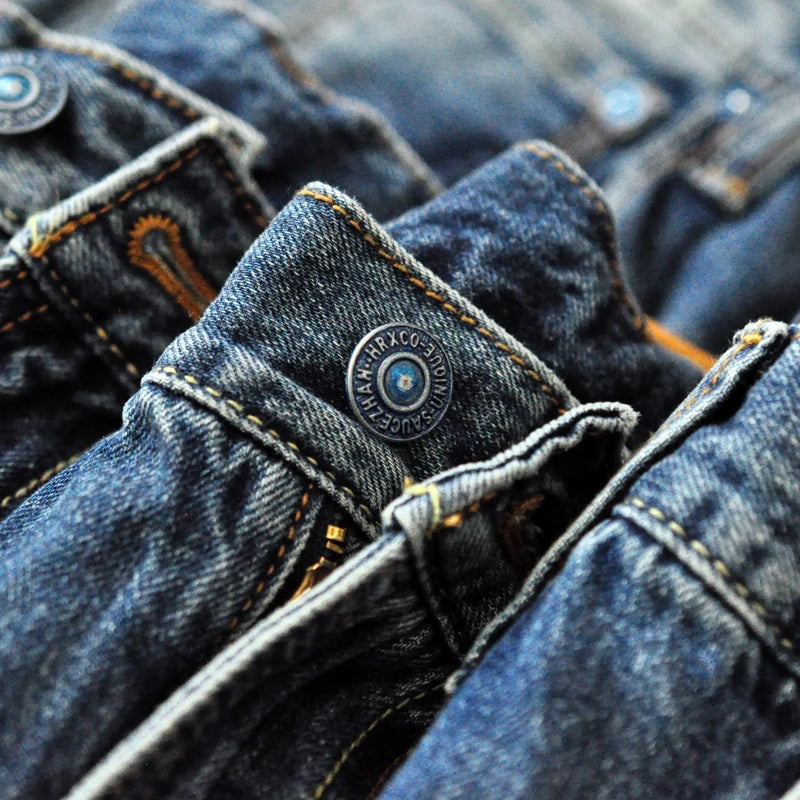 Sauce Zhan Selvedge Denim Jeans Men Ripped Jeans Embroidered Patches Cargo Jeans Distressed Straight Fit 10 Oz
