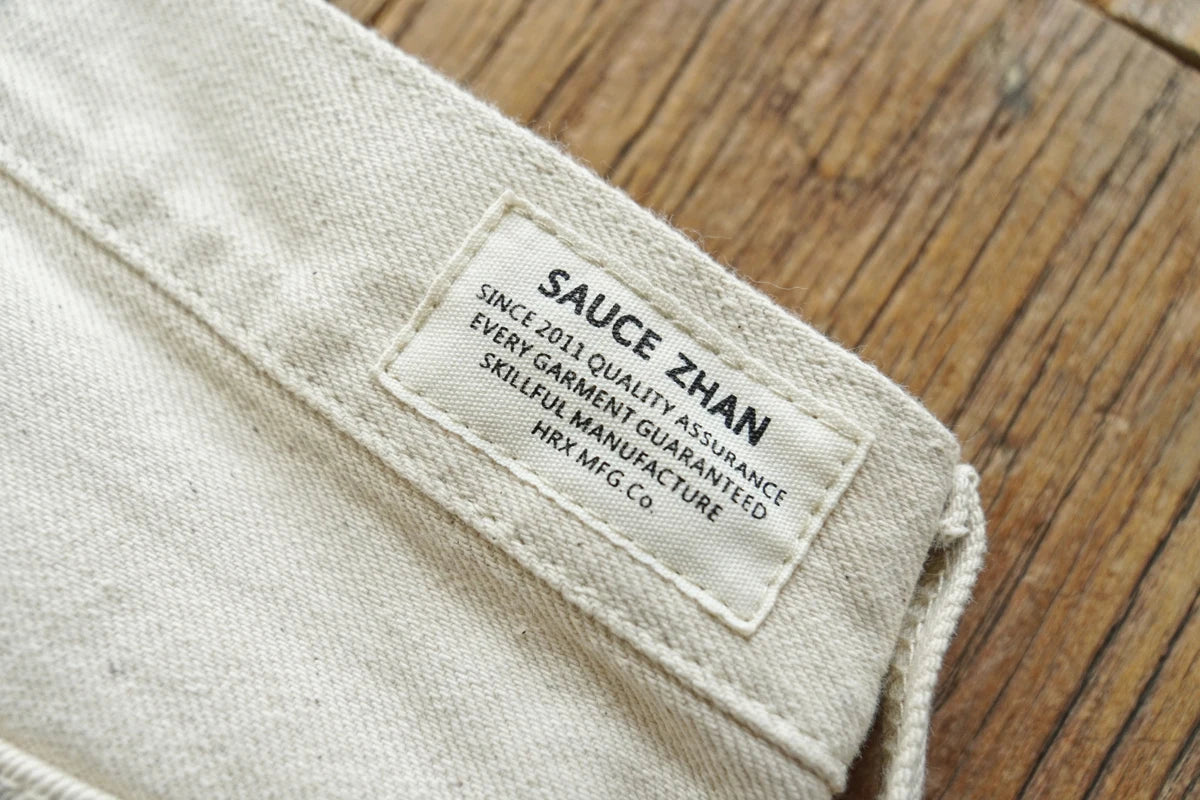 Sauce Zhan Mens Jeans Selvedge Denim White Jeans Regular Fit hight rise 14 Oz One Wash