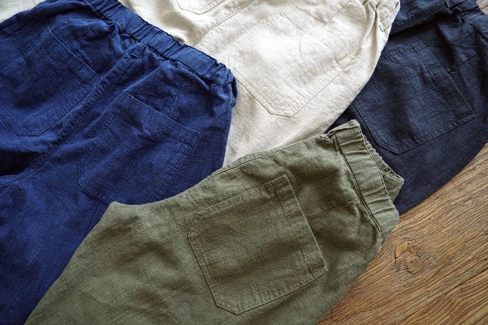 Sauce Zhan Men Pants Linen Pants Men Summer Breathable Casual Pants Ankle-length Loose Fit Taper Leg