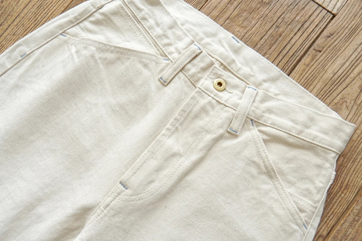 Sauce Zhan Mens Jeans Selvedge Denim White Jeans Regular Fit hight rise 14 Oz One Wash