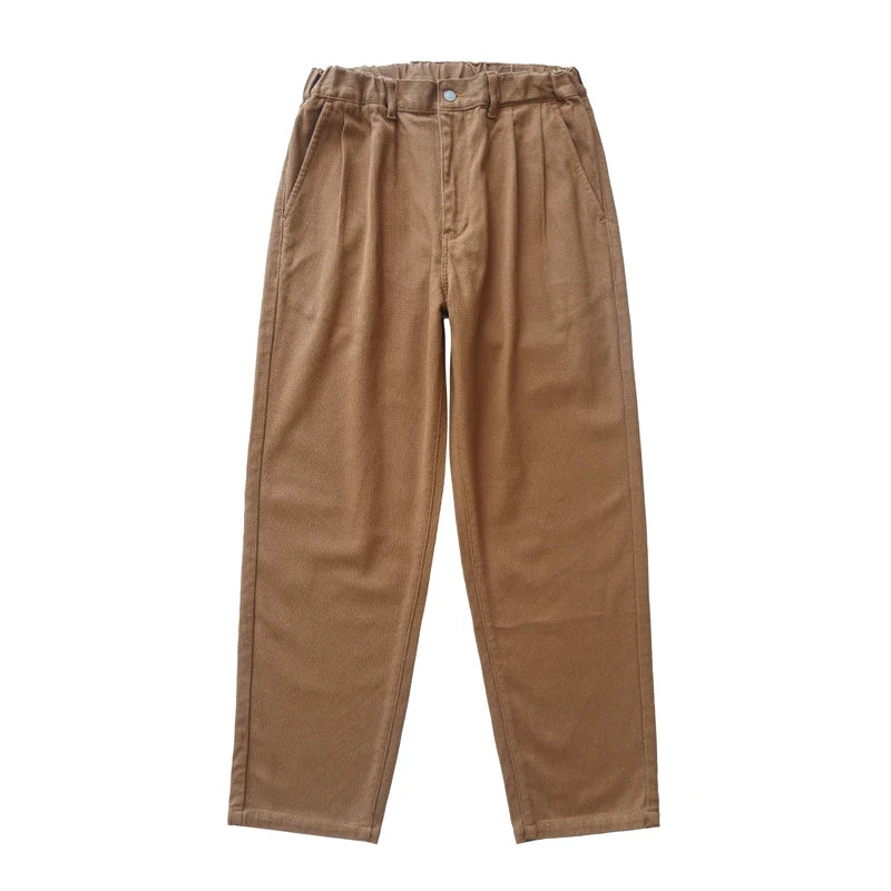 Sauce Zhan Men's Sashiko Pants Japanese Style Cusual Trousers Thickened for Autumn and Winter Lumbar Adjustable Loose Fit