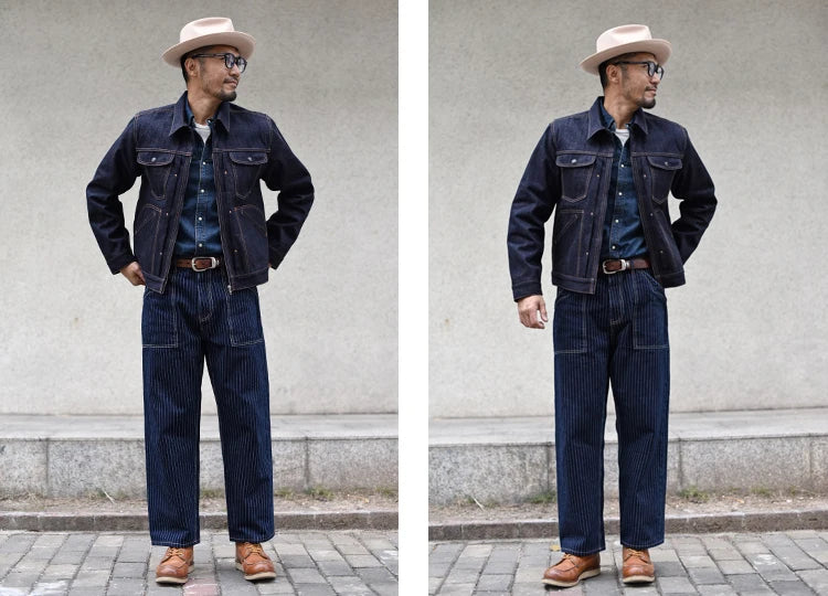 Sauce Zhan 539XX Mans Jacket Vintage Rainbow Sanforized Selvedge Denim Jacket 24MJZ Classic Design 14.5 Oz Regular Fit