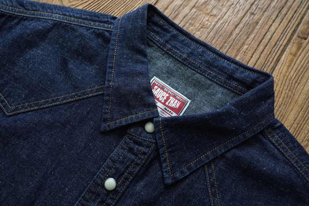 Sauce Zhan Mens Shirts Summer Short Sleeve Vintage Linen Indigo Denim Shirt Double Pockets Regular Fit