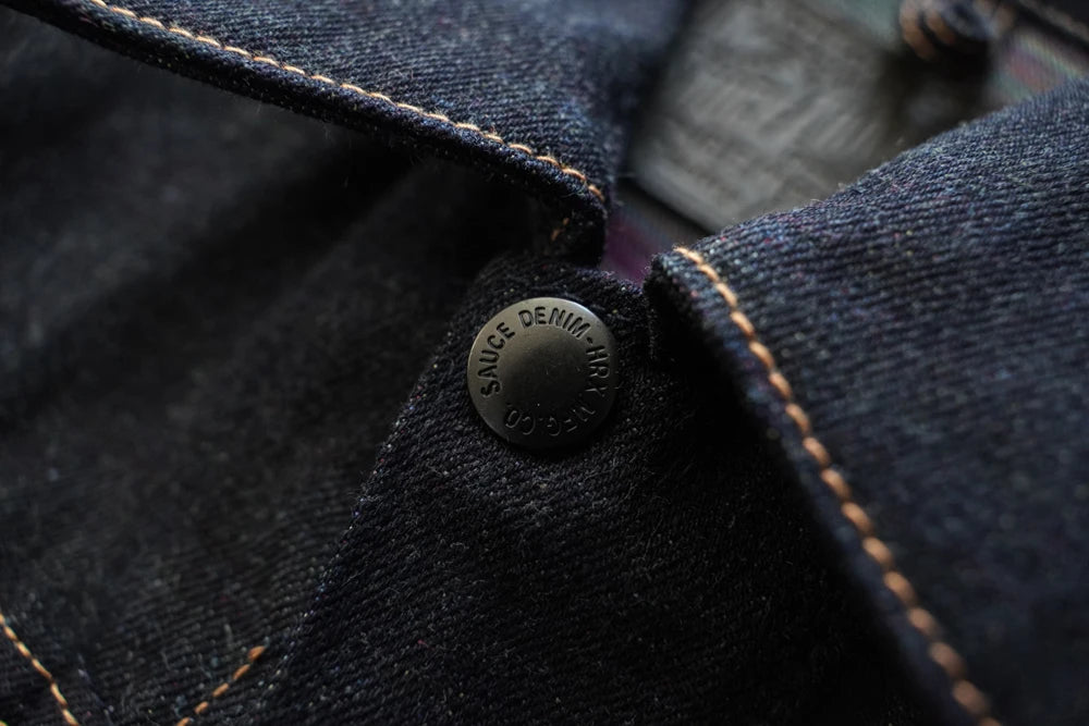 Sauce Zhan 539XX Mans Jacket Vintage Rainbow Sanforized Selvedge Denim Jacket 24MJZ Classic Design 14.5 Oz Regular Fit