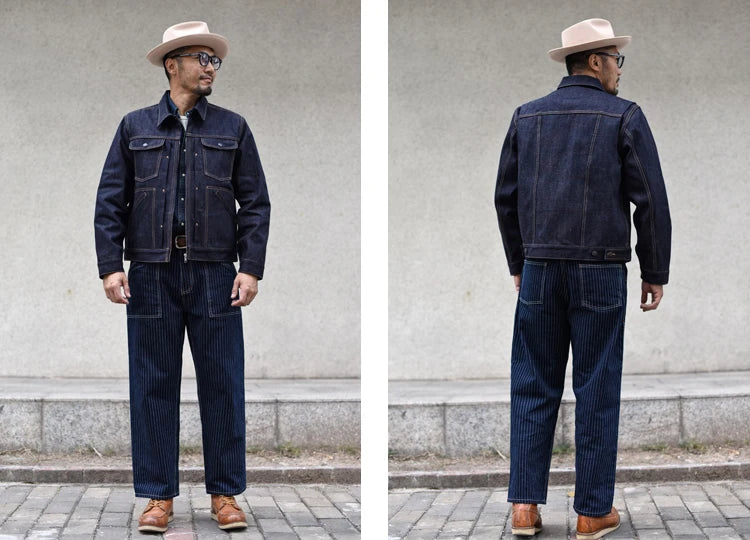 Sauce Zhan 539XX Mans Jacket Vintage Rainbow Sanforized Selvedge Denim Jacket 24MJZ Classic Design 14.5 Oz Regular Fit