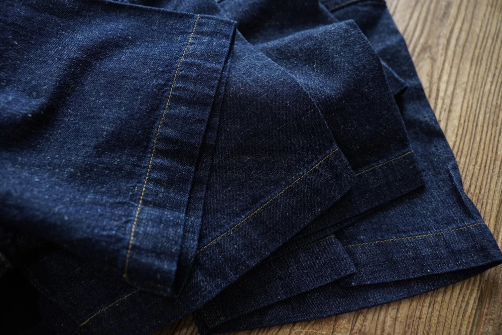 Sauce Zhan Mens Shirts Summer Short Sleeve Vintage Linen Indigo Denim Shirt Double Pockets Regular Fit