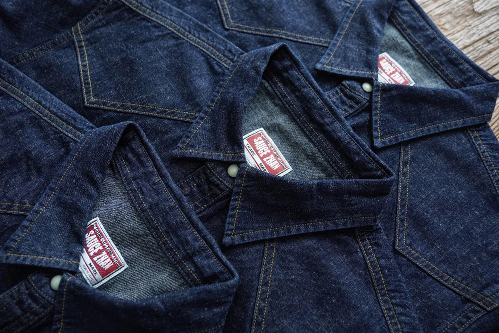 Sauce Zhan Mens Shirts Summer Short Sleeve Vintage Linen Indigo Denim Shirt Double Pockets Regular Fit