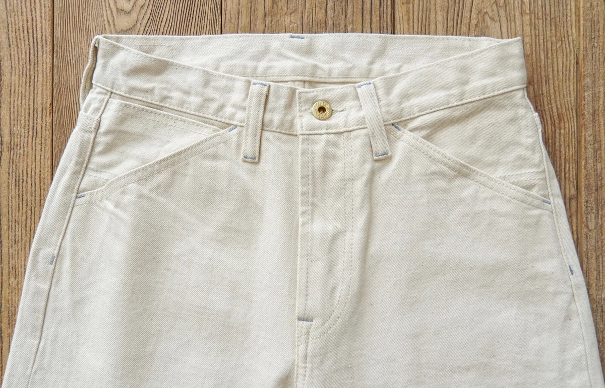 Sauce Zhan Mens Jeans Selvedge Denim White Jeans Regular Fit hight rise 14 Oz One Wash