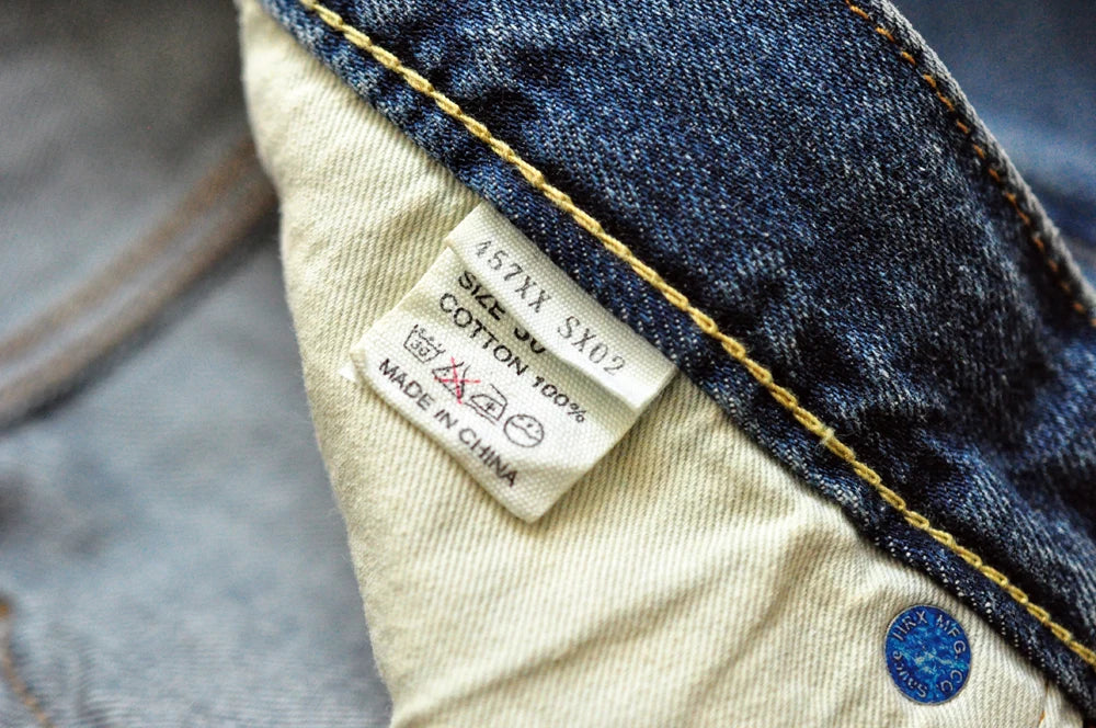 Sauce Zhan Selvedge Denim Jeans Men Ripped Jeans Embroidered Patches Cargo Jeans Distressed Straight Fit 10 Oz