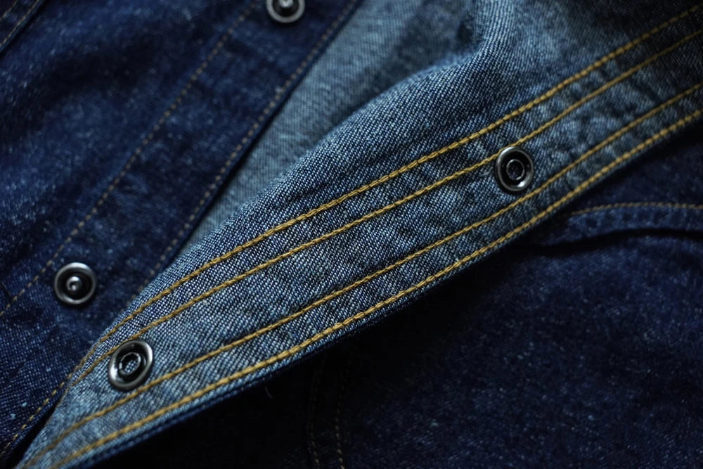 Sauce Zhan Mens Shirts Summer Short Sleeve Vintage Linen Indigo Denim Shirt Double Pockets Regular Fit