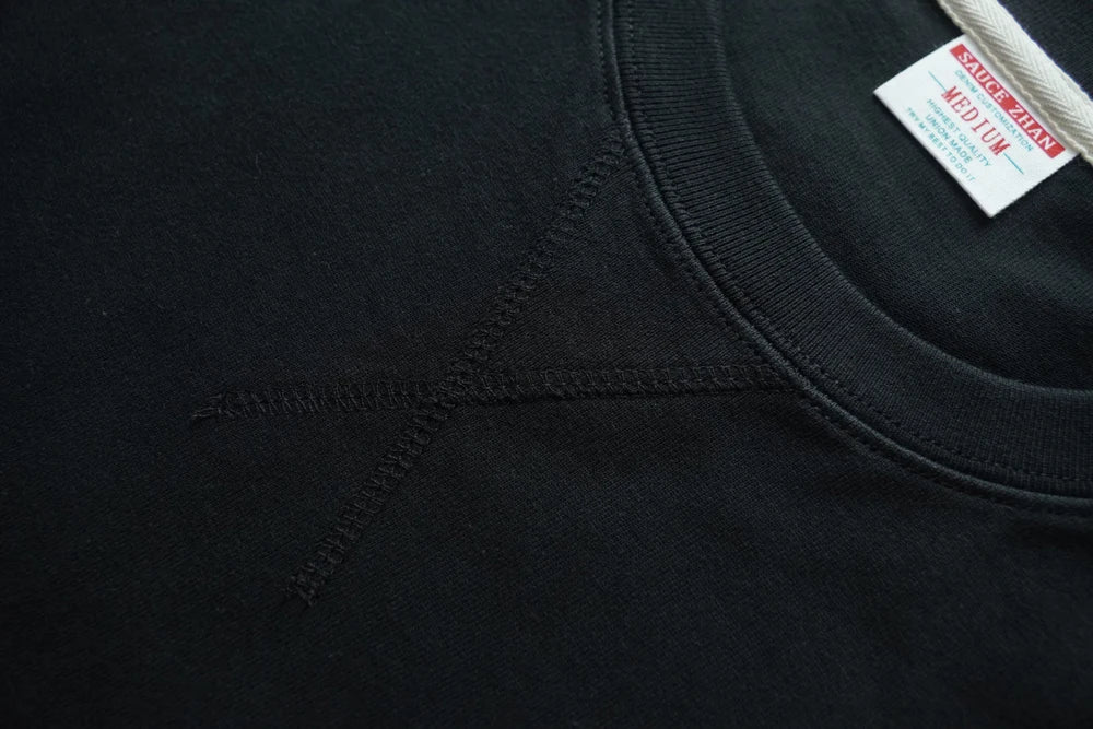 Sauce Zhan Mens T Shirts Cotton T-shirt for Man Vintage Drop Shoulder Sleeve Breathable and Soft 280g Loose Fit