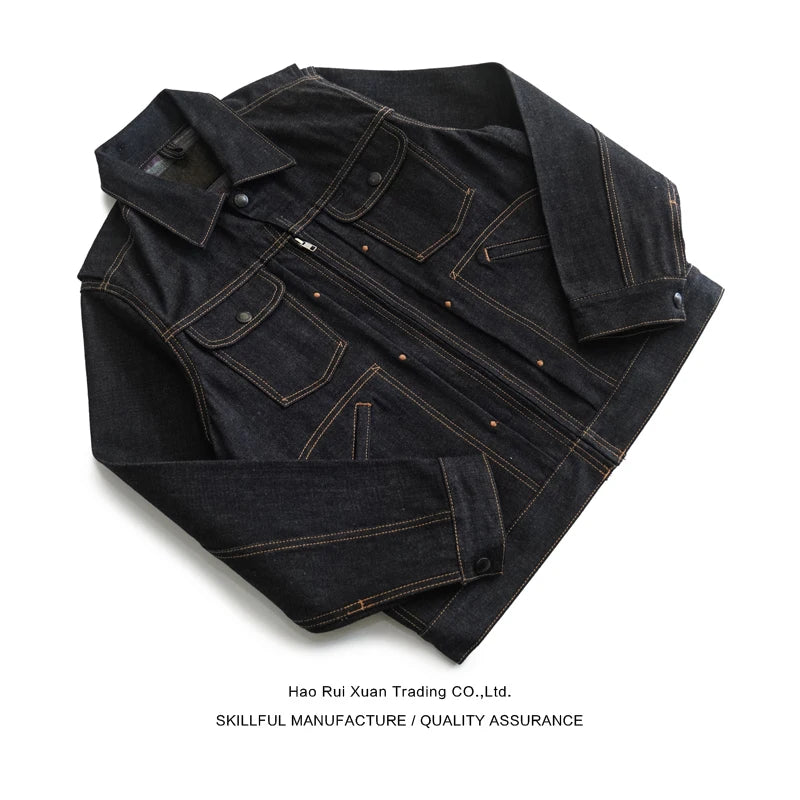 Sauce Zhan 539XX Mans Jacket Vintage Rainbow Sanforized Selvedge Denim Jacket 24MJZ Classic Design 14.5 Oz Regular Fit