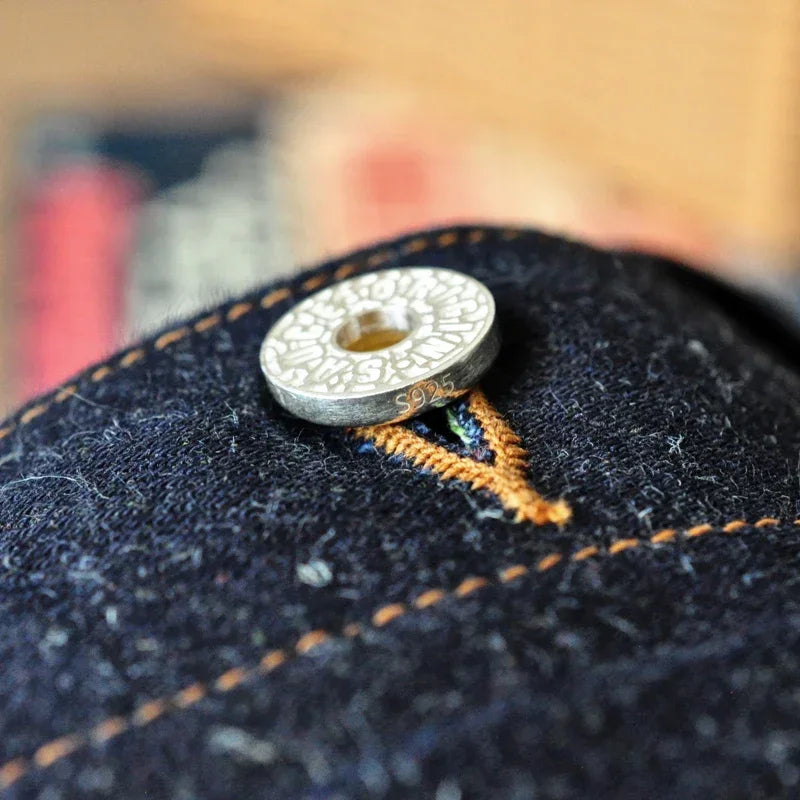 SAUCE ORIGIN Men Jackets Men Motorcycle Denim Jacket Jean Jacket Silver Button Cotton Linen Colored Selvedge Denim Handmade