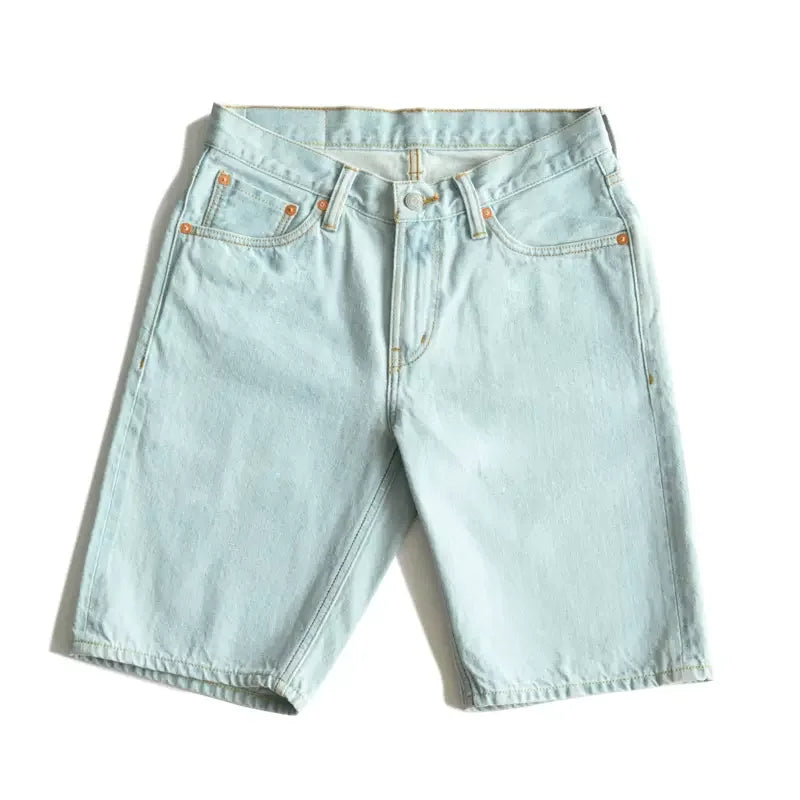 SauceZhan Men Shorts Jean Shorts Indigo Selvedge Denim for Summer Casual Regular Fit