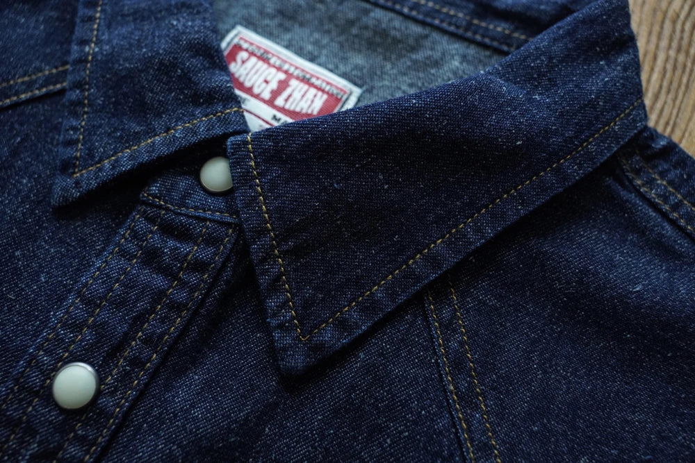 Sauce Zhan Mens Shirts Summer Short Sleeve Vintage Linen Indigo Denim Shirt Double Pockets Regular Fit