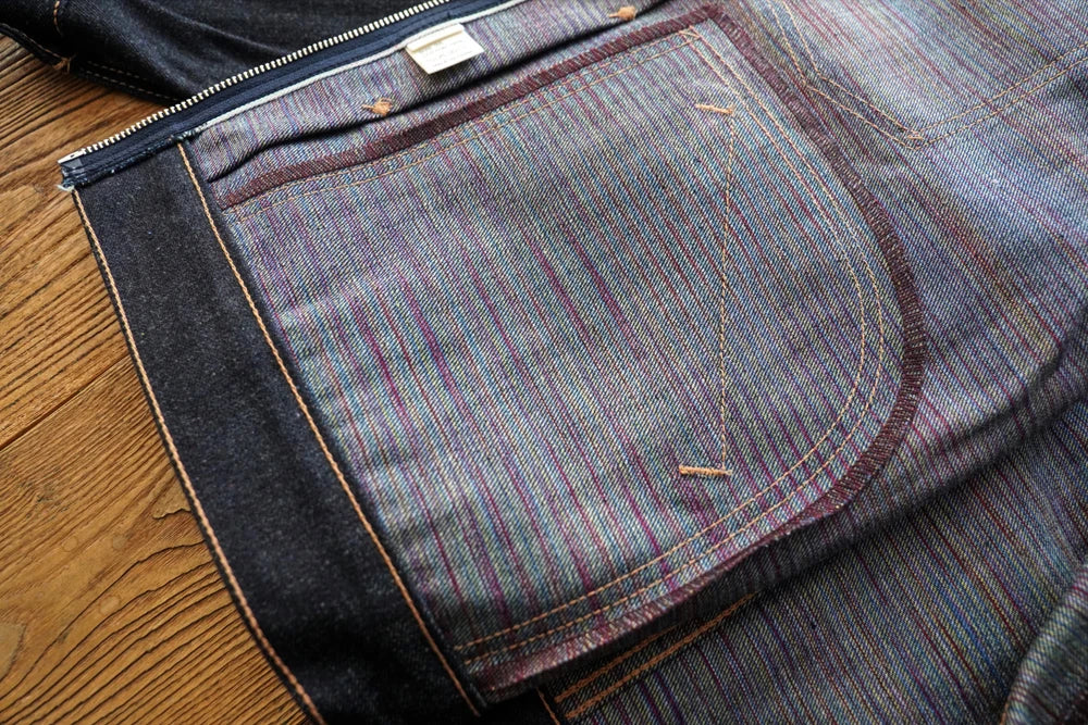 Sauce Zhan 539XX Mans Jacket Vintage Rainbow Sanforized Selvedge Denim Jacket 24MJZ Classic Design 14.5 Oz Regular Fit
