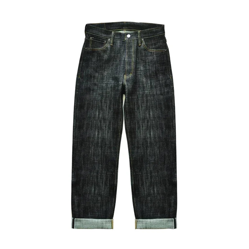 Saucezhan 344XX-Forest Jeans for Men Furinkazan Selvedge Raw Denim Jeans Mens Jeans LOOS Fit 16.8 OZ Silver-plated Buttons