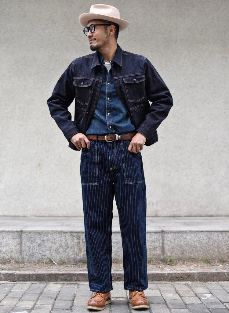 Sauce Zhan 539XX Mans Jacket Vintage Rainbow Sanforized Selvedge Denim Jacket 24MJZ Classic Design 14.5 Oz Regular Fit