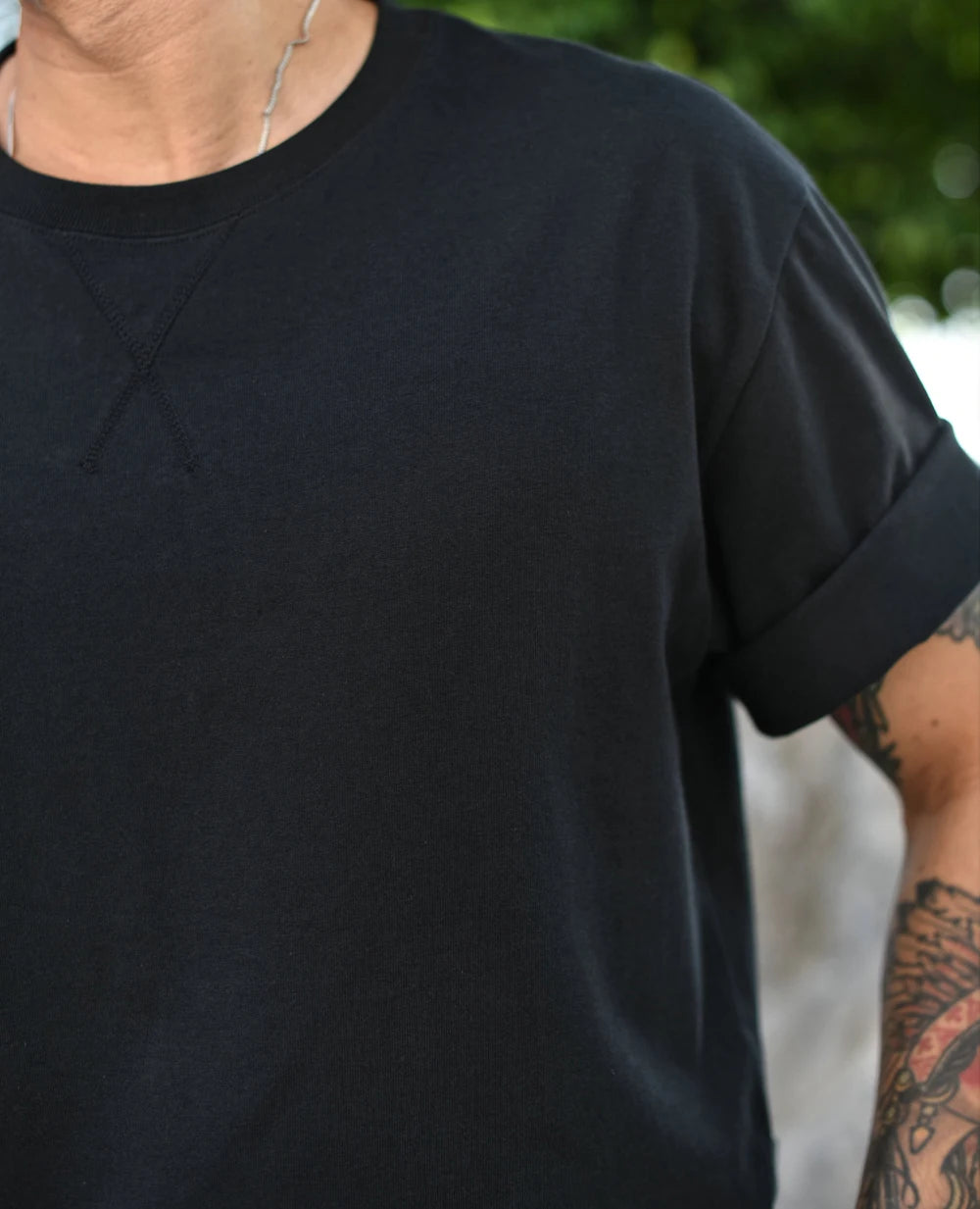 Sauce Zhan Mens T Shirts Cotton T-shirt for Man Vintage Drop Shoulder Sleeve Breathable and Soft 280g Loose Fit