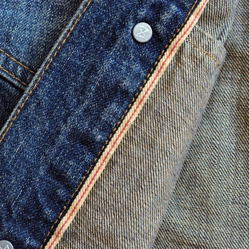 SAUCE ZHAN Distressed Denim Jacket Jean Jacket Men Jeans Men Selvedge Denim Motorcycle Jacket American Casual Wear