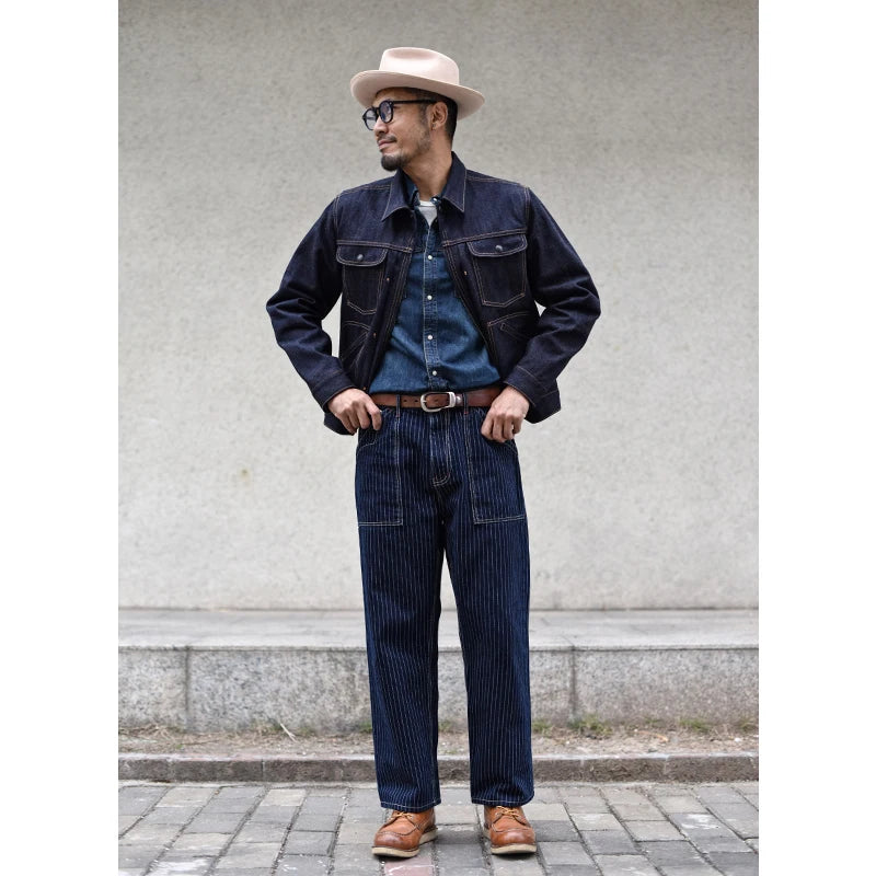 Sauce Zhan 539XX Mans Jacket Vintage Rainbow Sanforized Selvedge Denim Jacket 24MJZ Classic Design 14.5 Oz Regular Fit