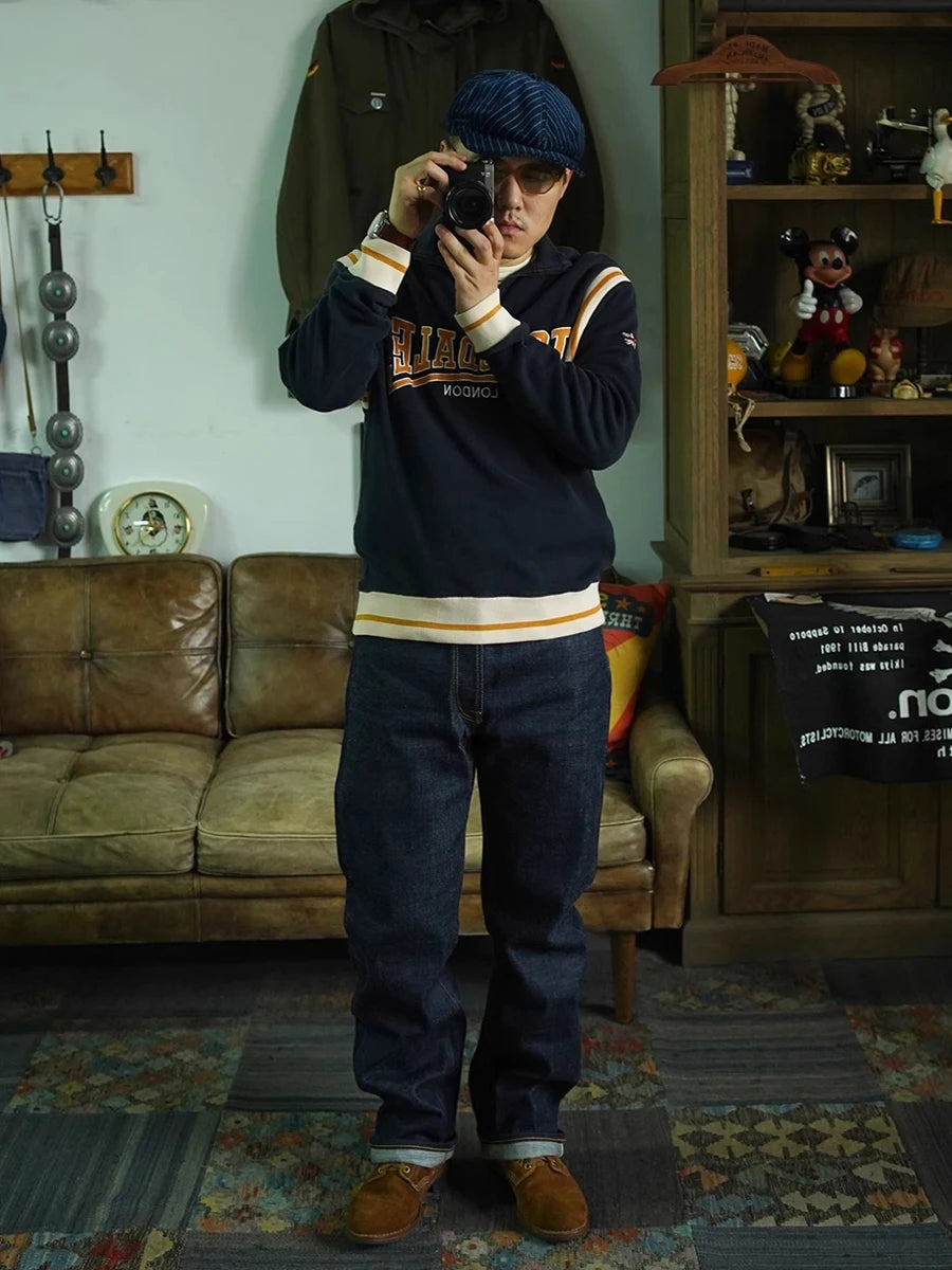 BOB DONG N235 Rigid Men's Jeans 22oz Raw Selvage Denim Pants Straight Leg