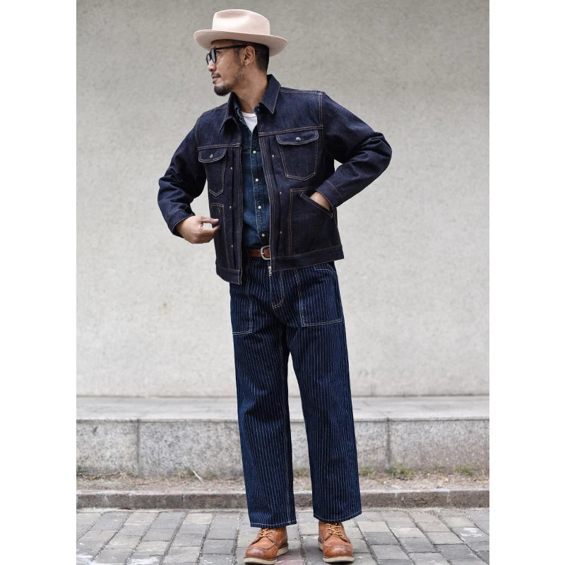 Sauce Zhan 539XX Mans Jacket Vintage Rainbow Sanforized Selvedge Denim Jacket 24MJZ Classic Design 14.5 Oz Regular Fit
