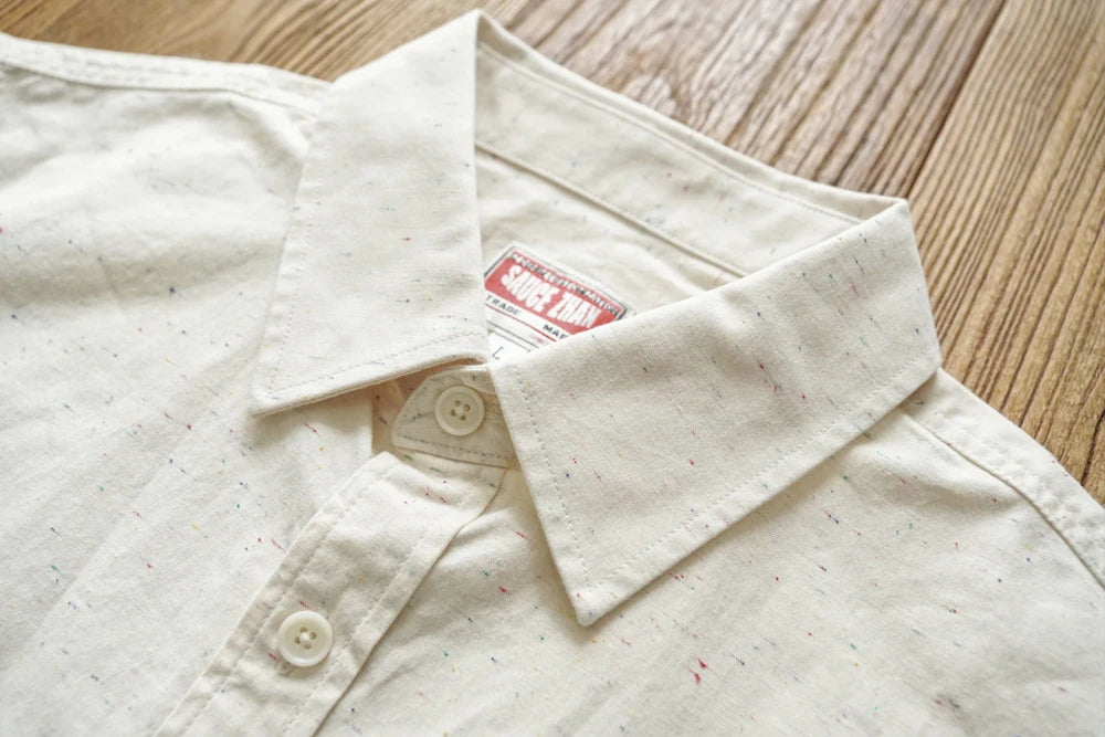 Sauce Zhan Mans Shirts Vintage Colorful Points Long Sleeve Work Shirts for Man Pure Cotton Spring and Autumn Chambray shirts